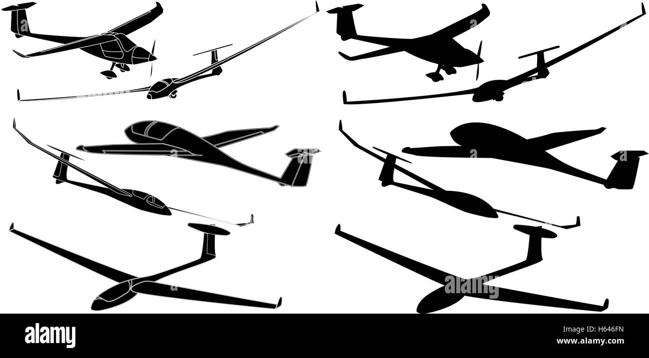 Glider sailplane illustration isolated on sky background Stock Vector