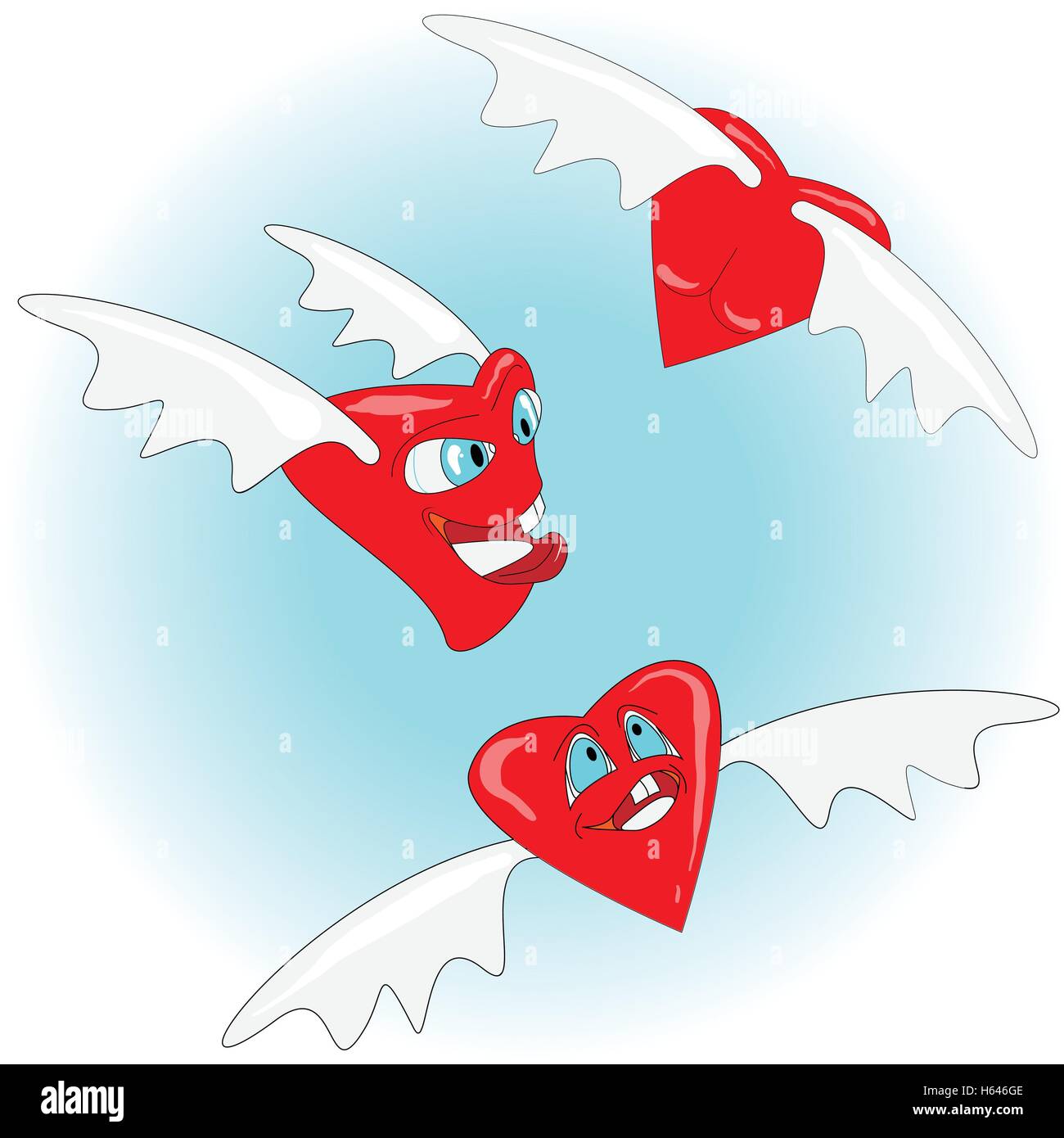 Red valentine heart with wings. Love concept. Vector illustration Stock ...