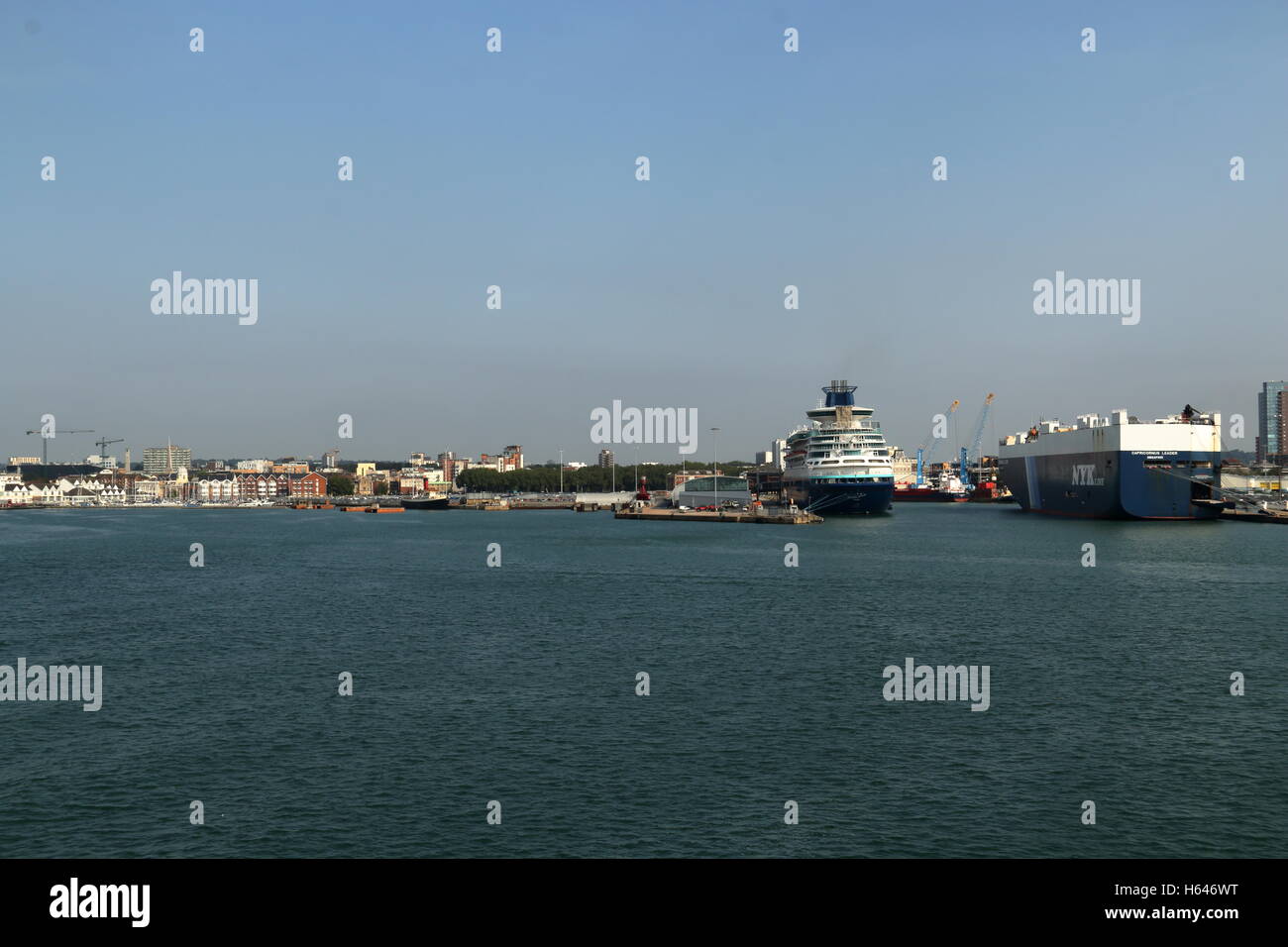 Cruise ship and container ship,Southampton,UK Stock Photo Alamy