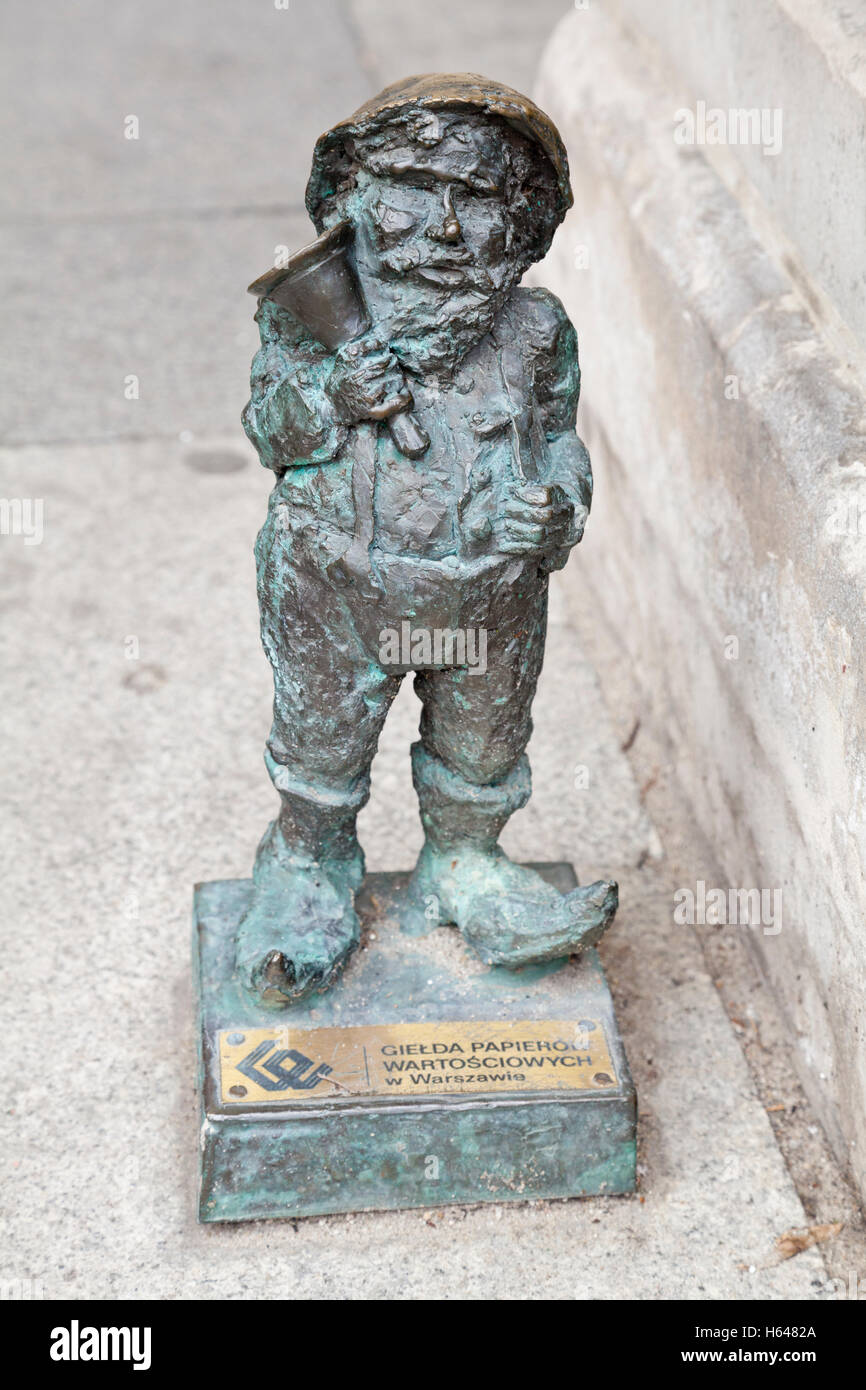 A bellringer bronze gnome statue in commemoration of the Orange Alternative movement in Wroclaw, Poland Stock Photo