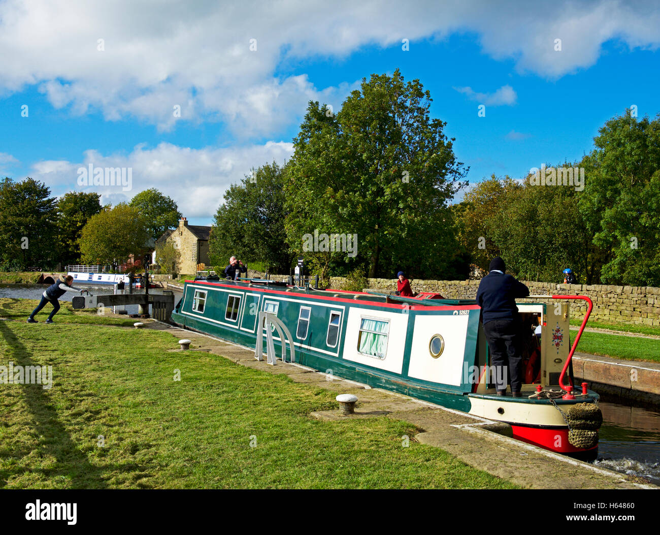 The Leeds and Liverpool Canal near Barnoldswick, Lancashire, England UK
