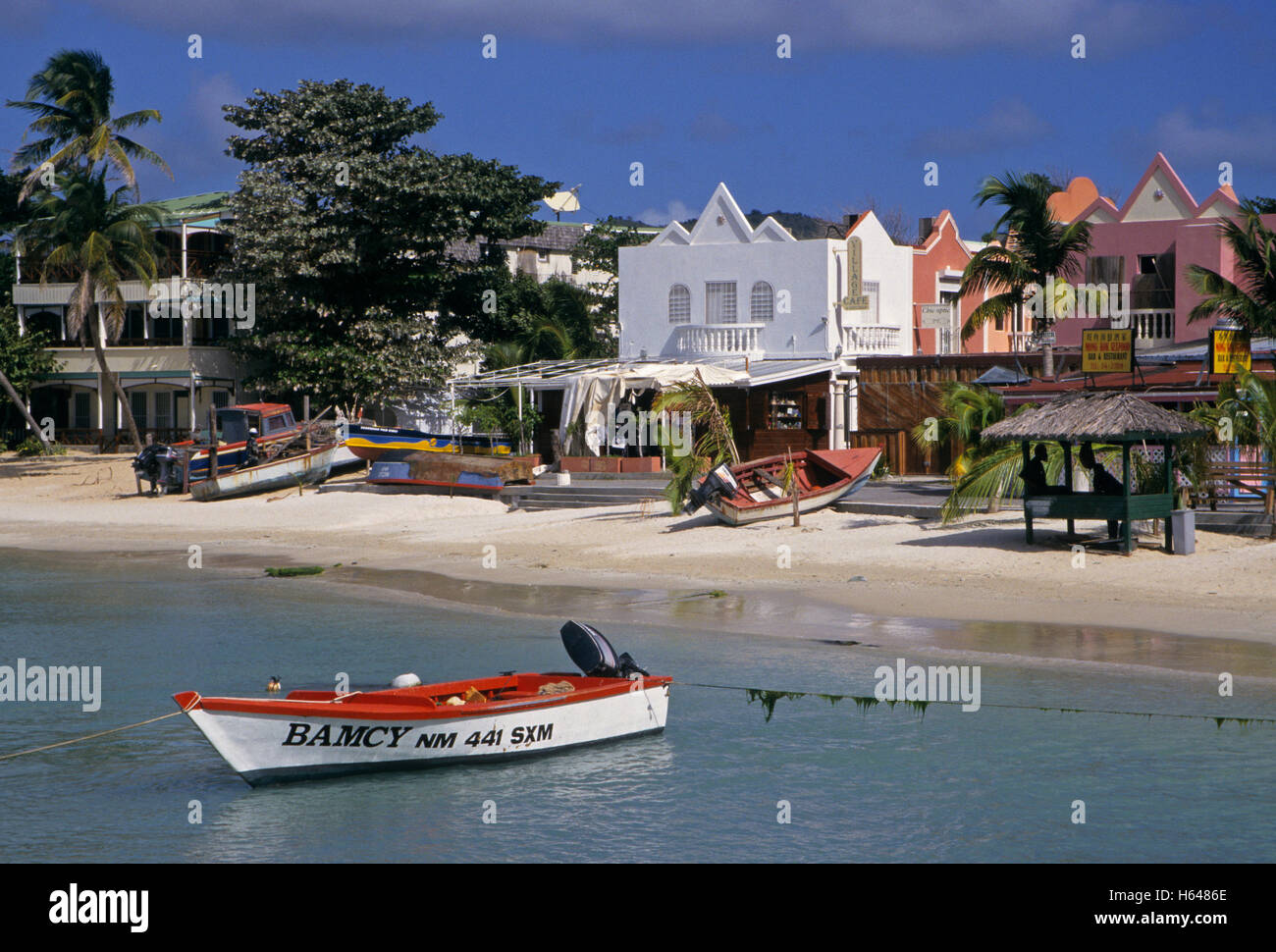 beach in Great Bay, Philipsburg, Sint Maarten, The West Indies Stock Photo
