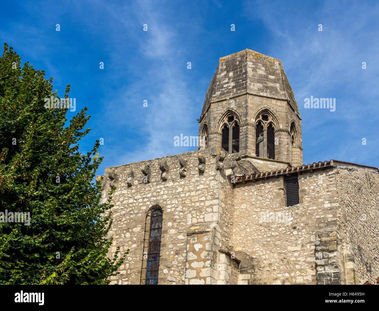 Church St Jean Baptiste, Charroux, labelled as one of the most beautiful villages in France,  Auvergne, France. Stock Photo