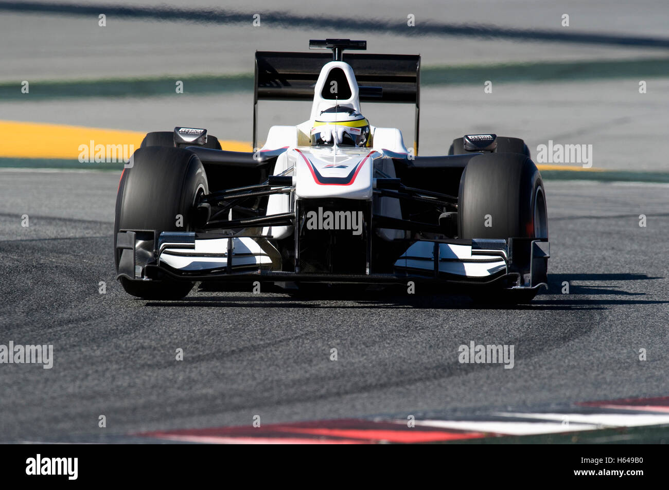 Motorsports, Pedro de la Rosa, SPA, in the BMW Sauber C29 race car, Formula 1 testing at the Circuit de Catalunya race track in Stock Photo