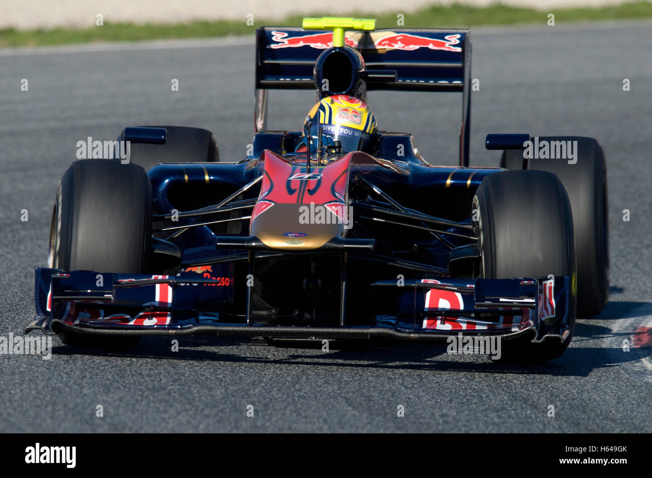 Motorsports, Jaime Alguersuari, SPA, in the Toro Rosso STR4 race car, Formula 1 testing at the Circuit de Catalunya race track Stock Photo
