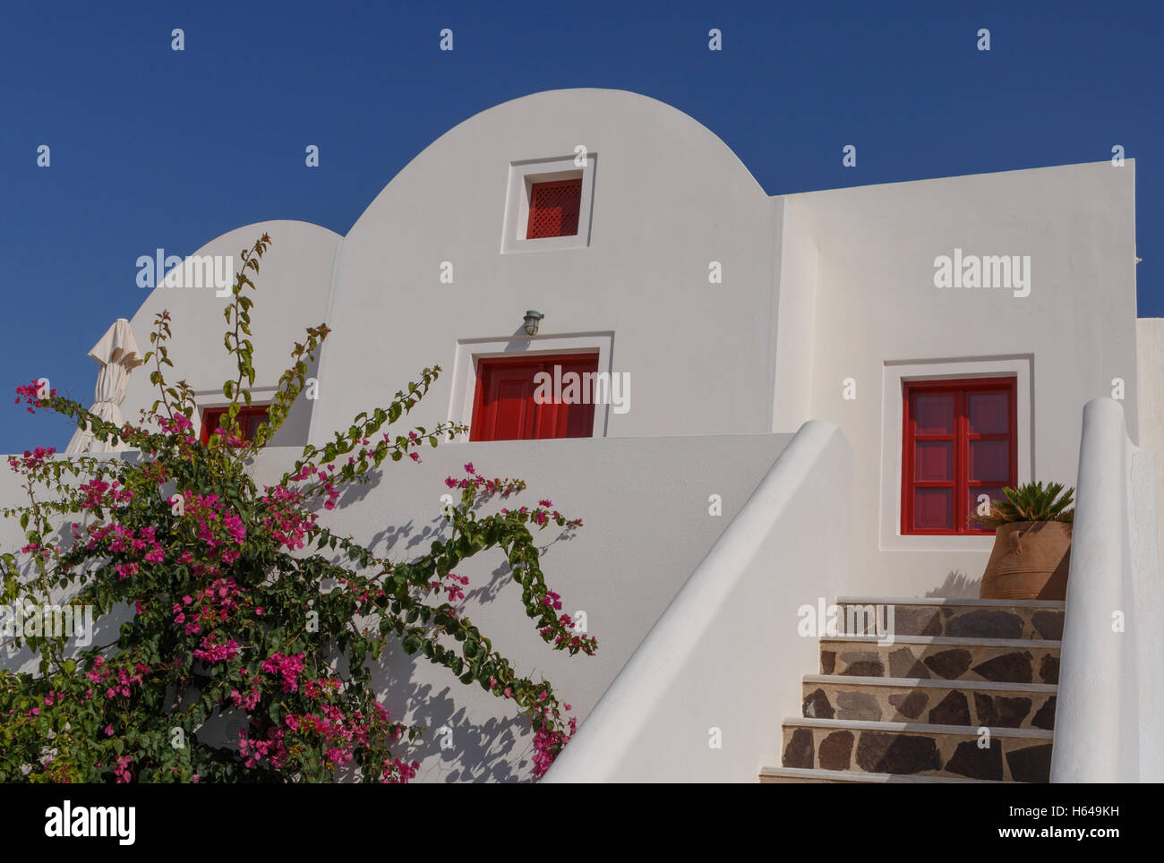 traditional whitewashed house in Oia on Santorini Stock Photo