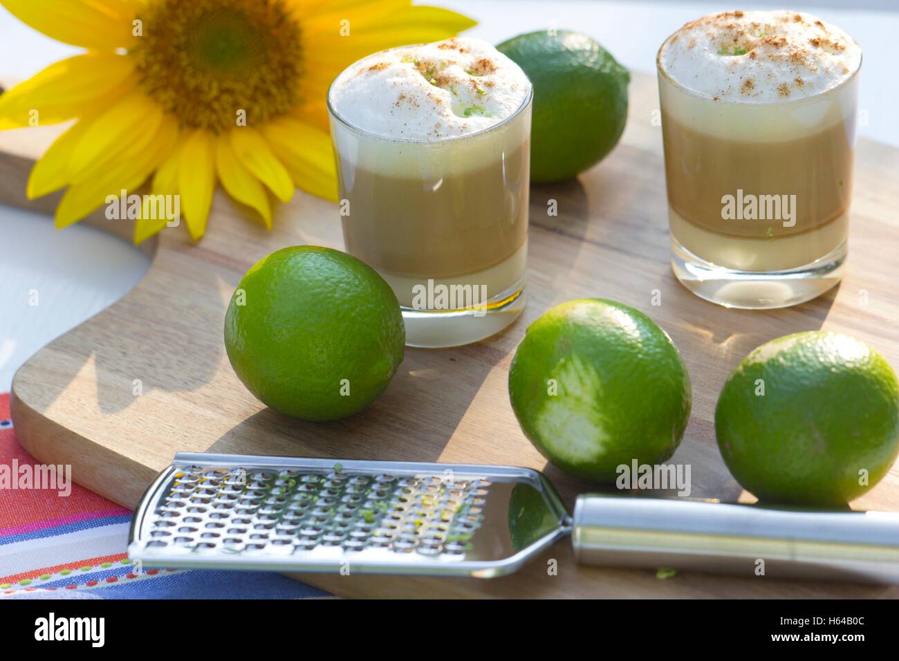 Layered coffee, condensed milk, liqueur, espresso and milk froth Stock