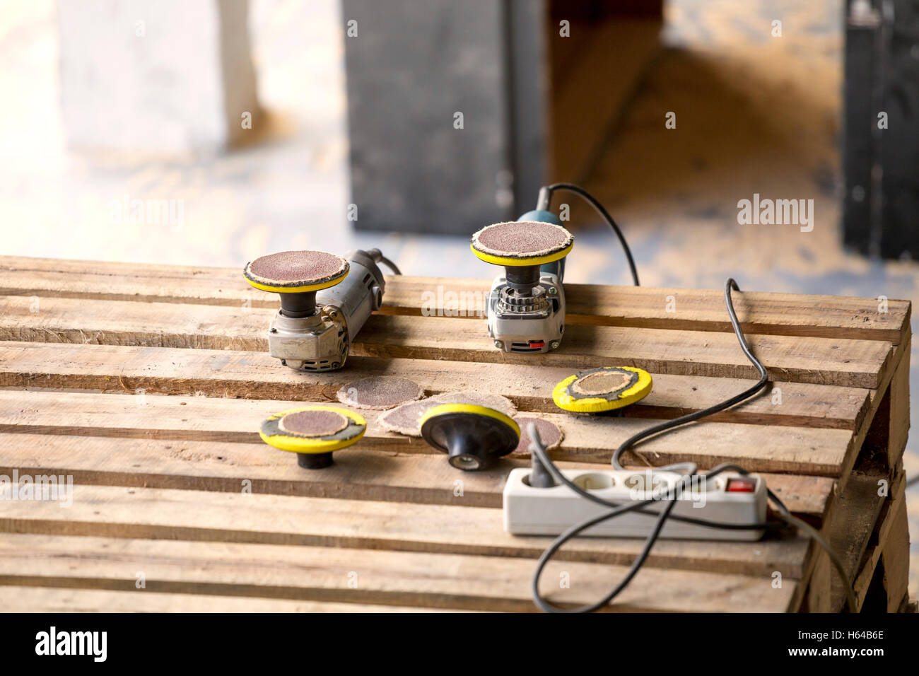 Random orbital sanders and multiple socket Stock Photo - Alamy