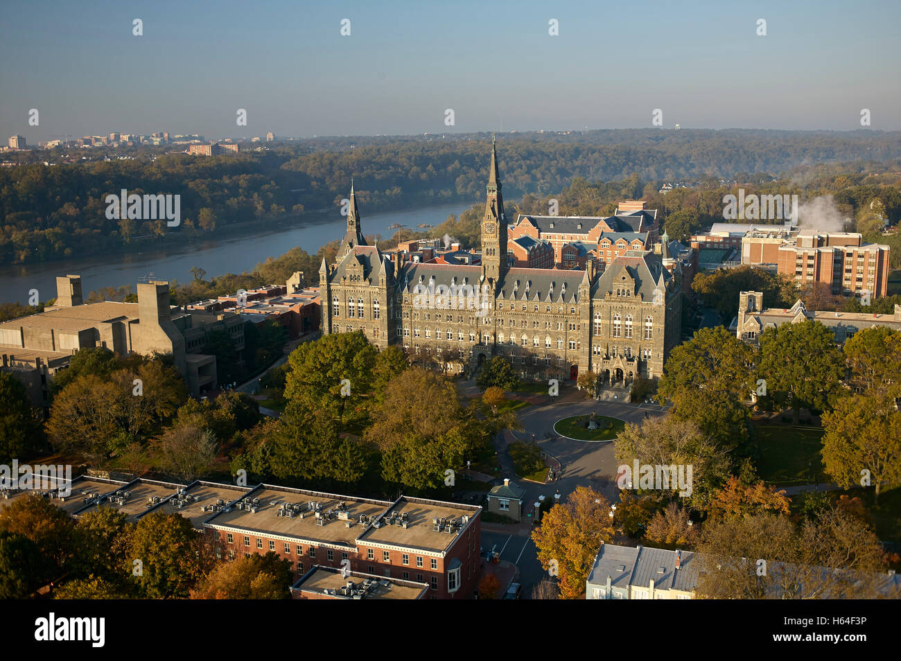 USA, Washington, D.C., Aerial photograph of Georgetown University Stock Photo