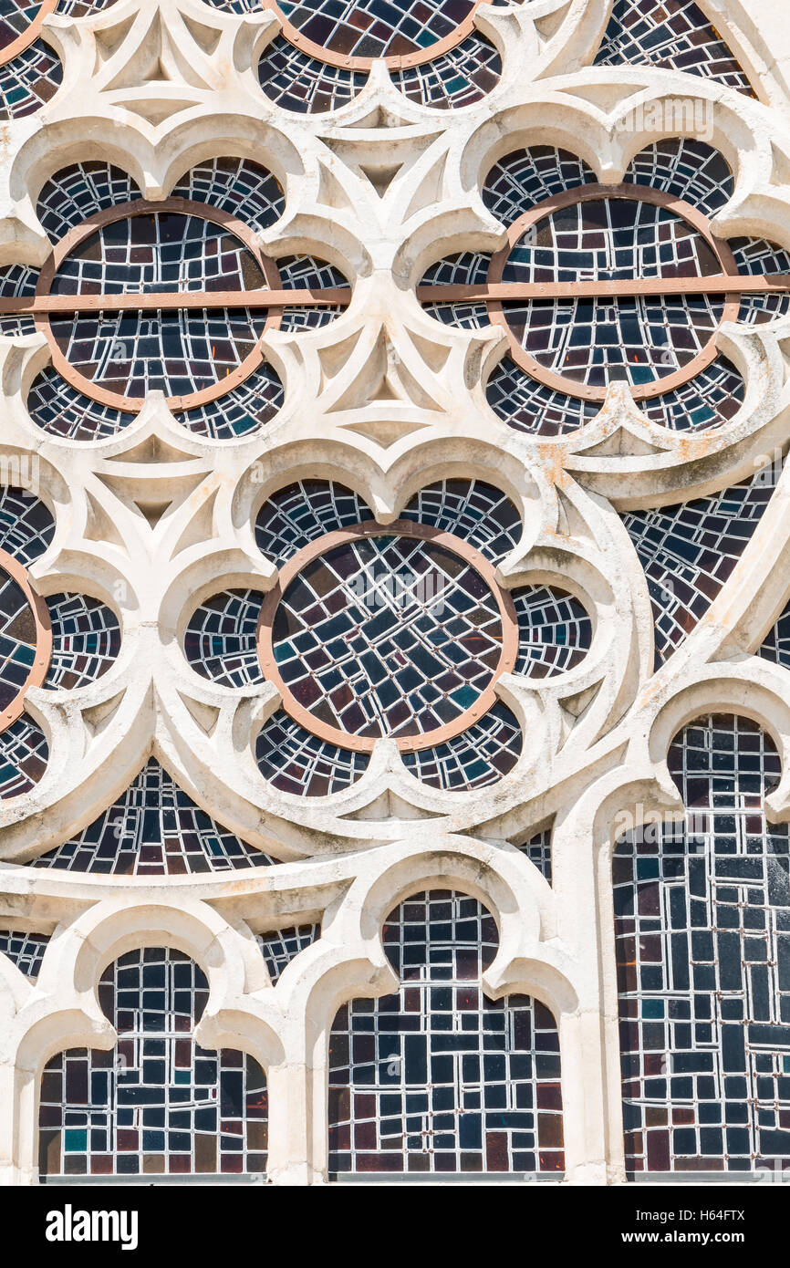 French stained glass window outside Stock Photo Alamy