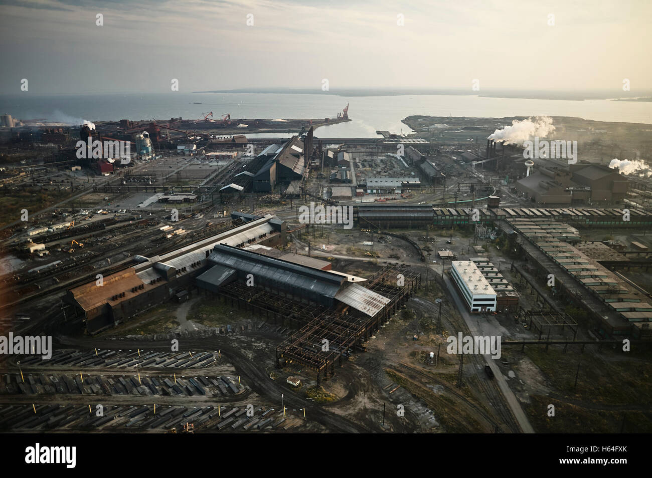 USA, Maryland, Aerial photograph of the old Sparrows Point steel mill in Baltimore Stock Photo