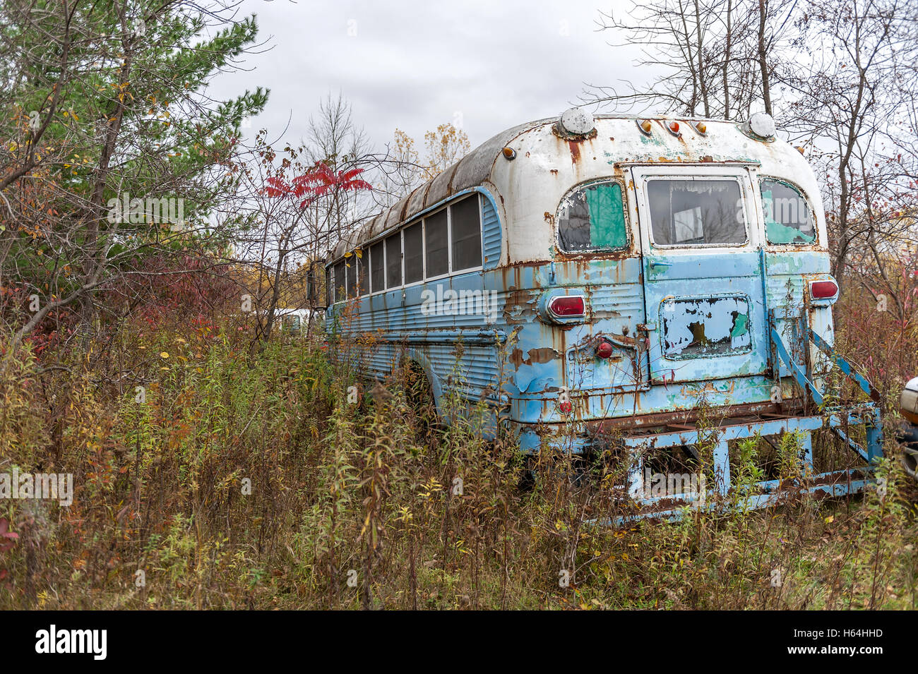 Abandoned GMC bus Stock Photo