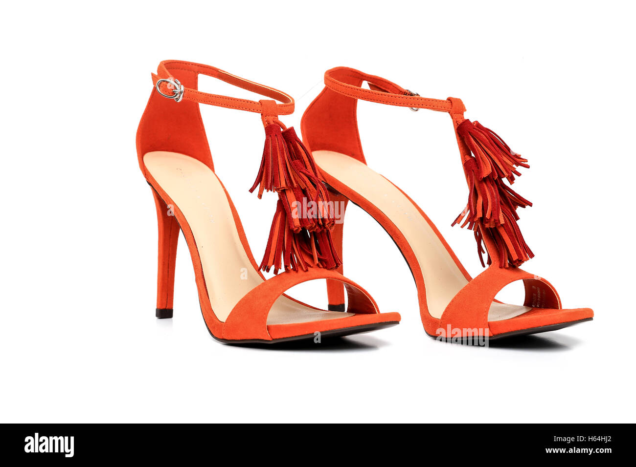 Ladies Shoes High Heels - Orange Color Stock Photo - Alamy