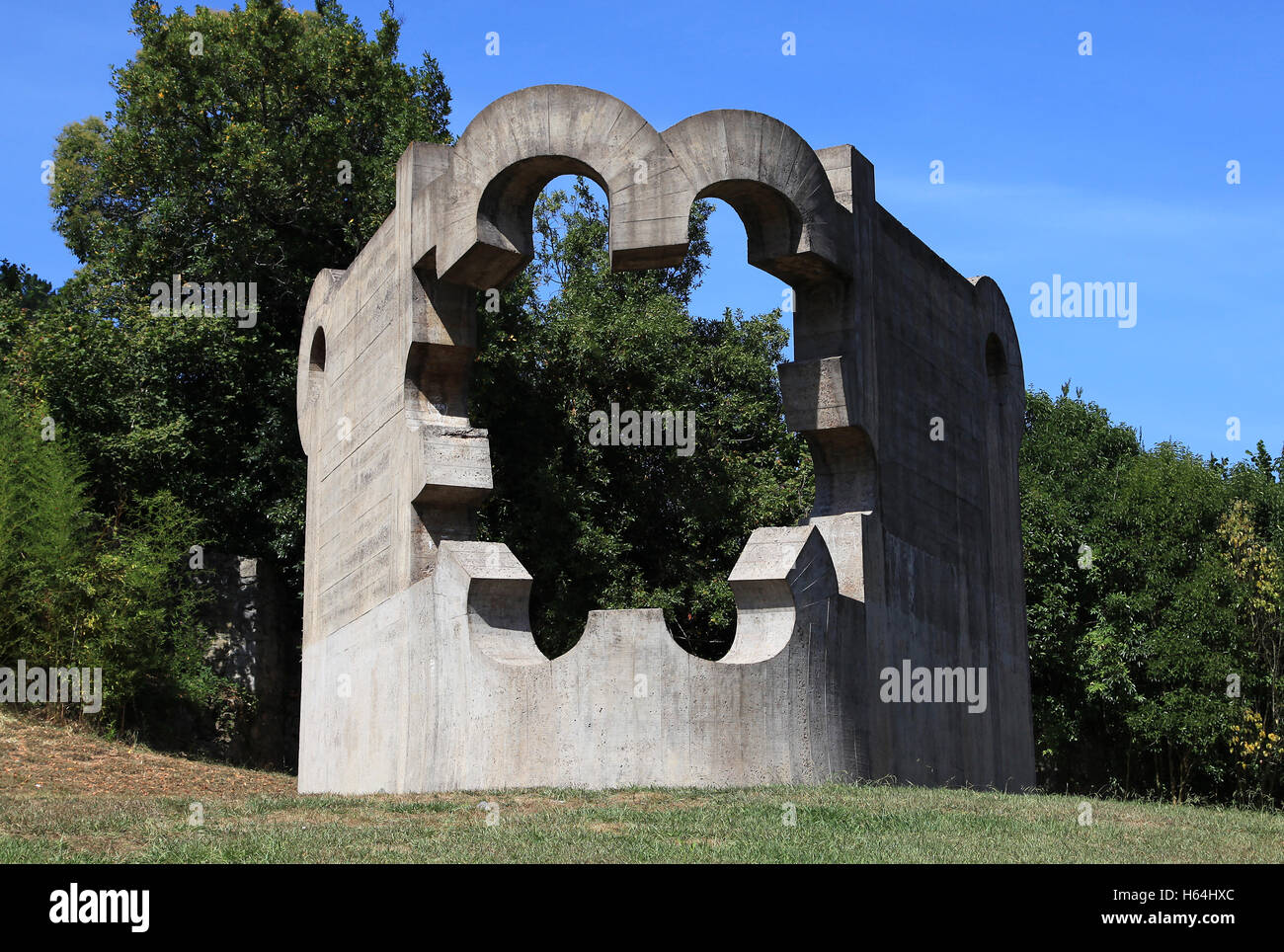 Sculpture Our Father´s House by Eduardo Chillida In Parque De Los Pueblos De Europa Guernica Gernika-Lumo Basque Country Spain Stock Photo