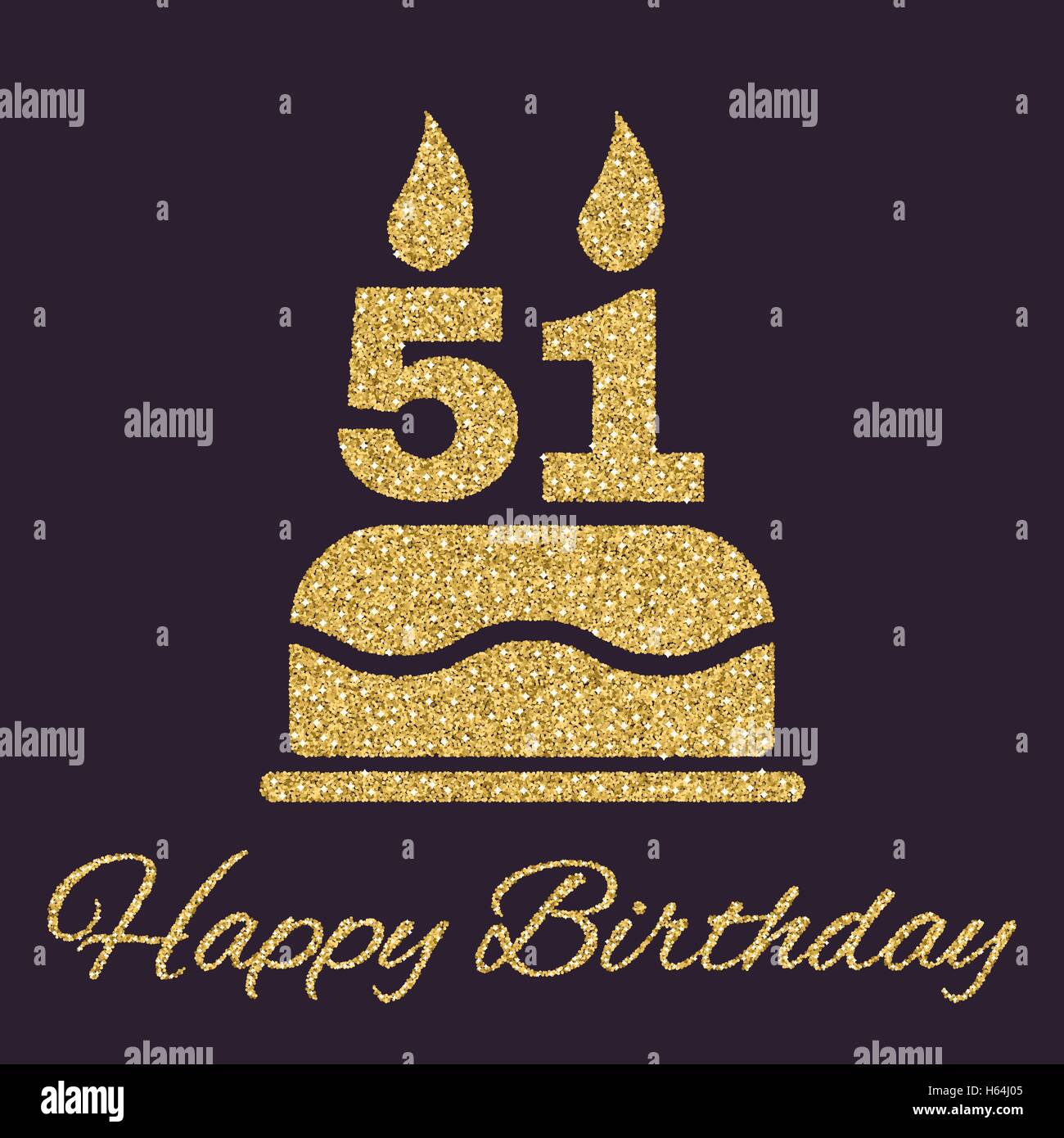 The birthday cake with candles in the form of number 51 icon. Birthday