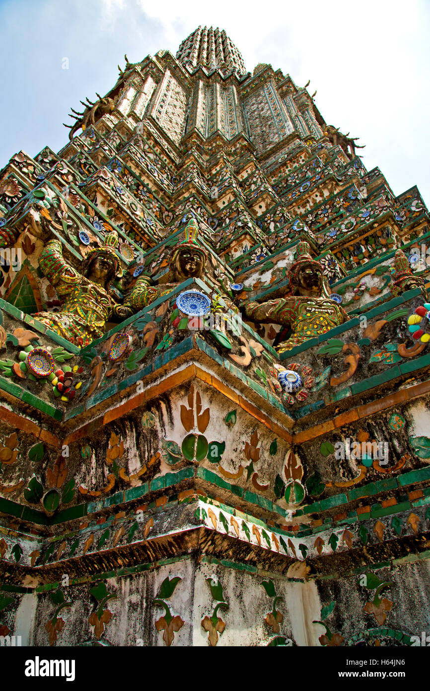 asia bangkok in temple thailand abstract cross colors roof wat and ...