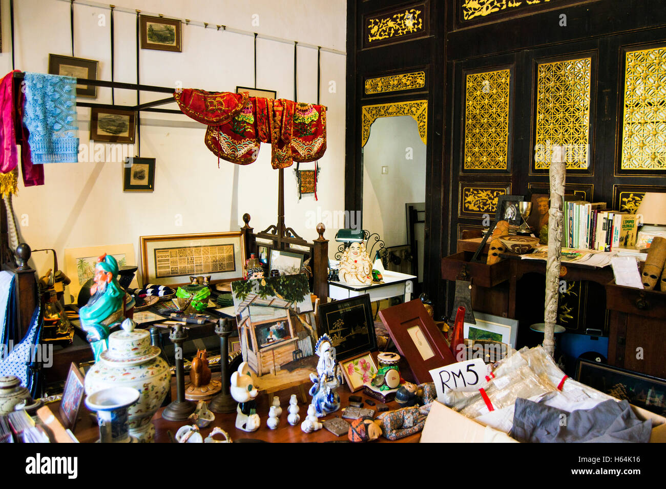 Craft shop interior, Lebuh Armenian, Penang, Malaysia Stock