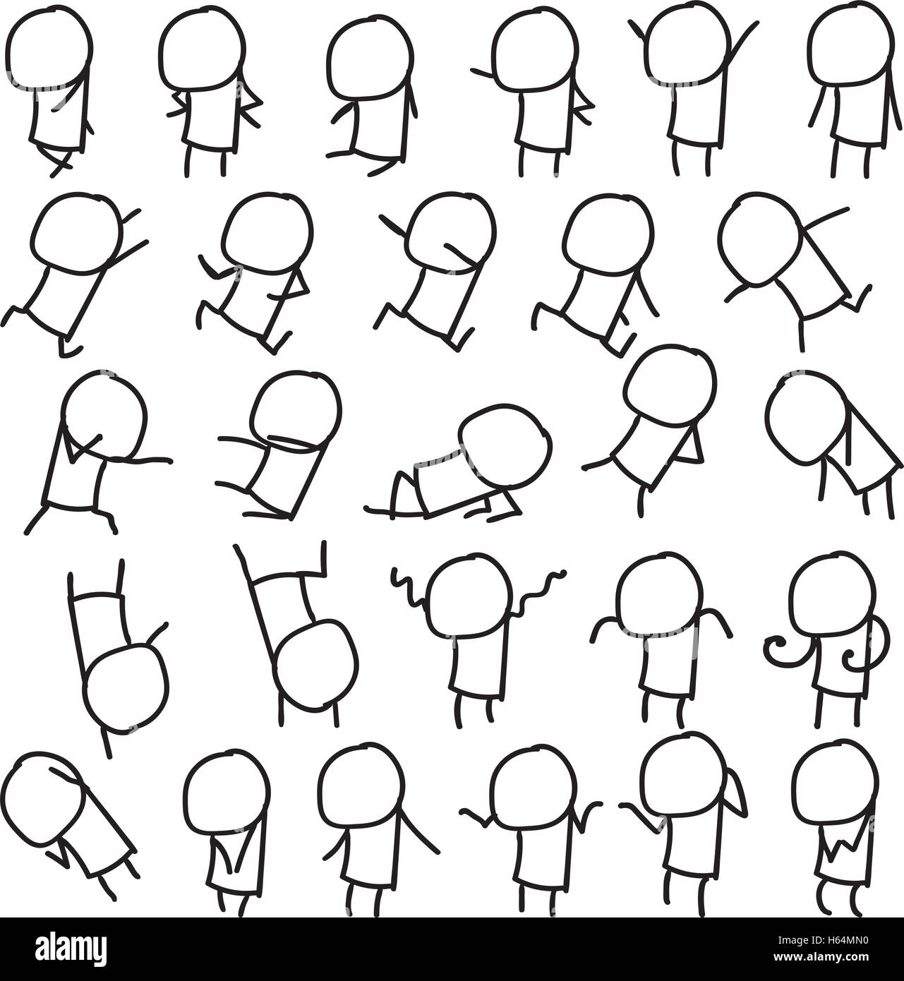 Cartoon doodle stick figure with different pose Vector Image
