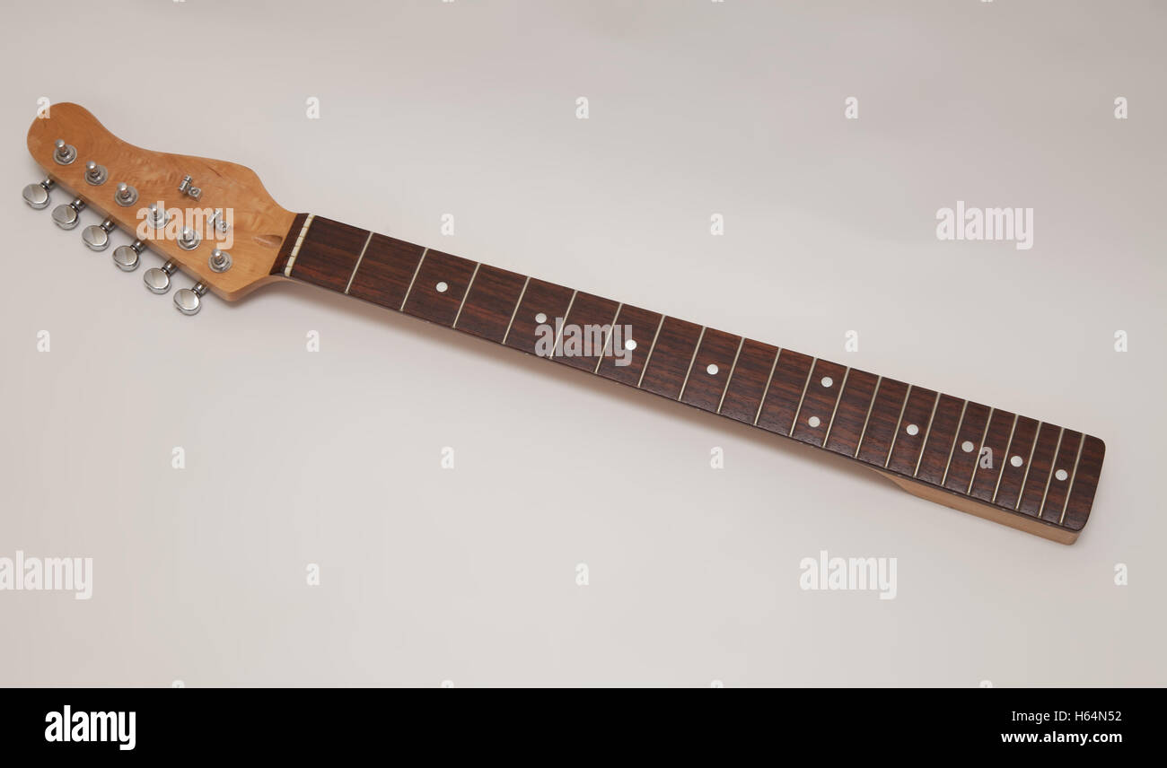 A 21 twenty one fret rosewood electric guitar neck Stock Photo