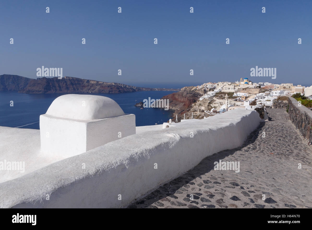 path to Oia town on Santorini Stock Photo