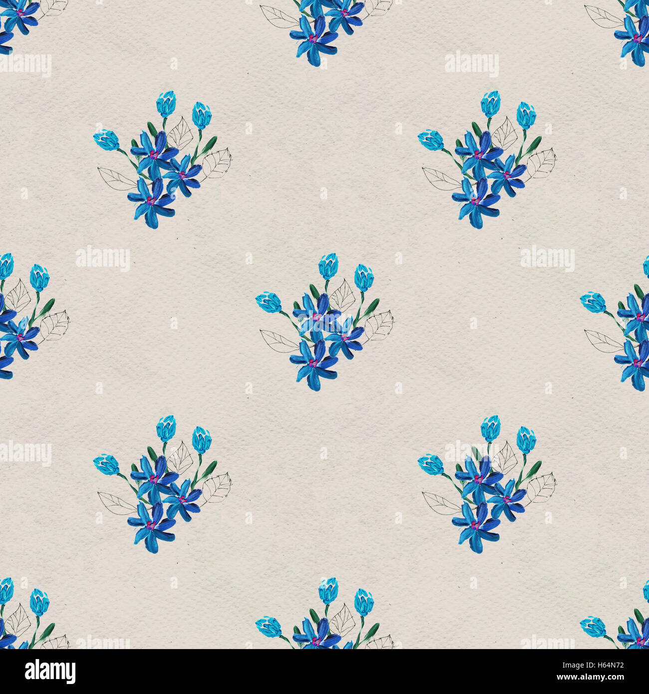 Seamless pattern with blue flowers Stock Photo - Alamy