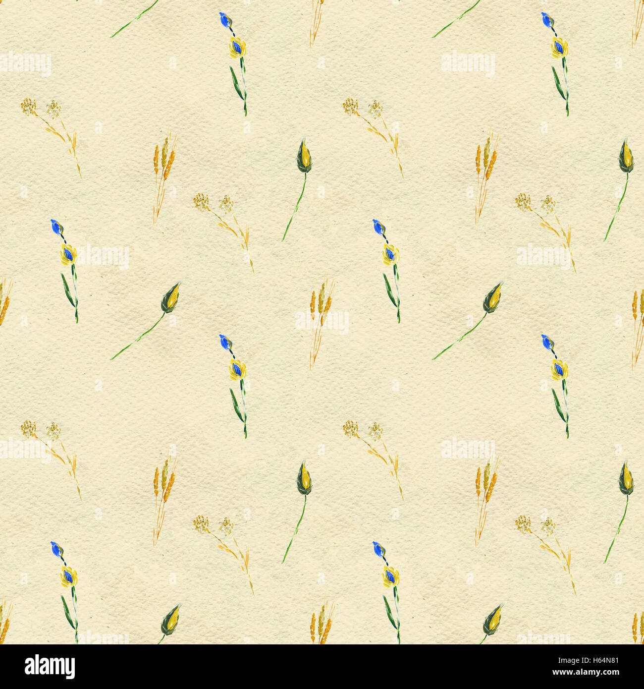 Seamless pattern with blue flowers Stock Photo - Alamy