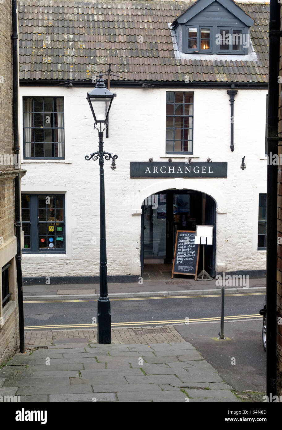 Frome a small town in Somerset England The Archangel Hotel Stock Photo ...