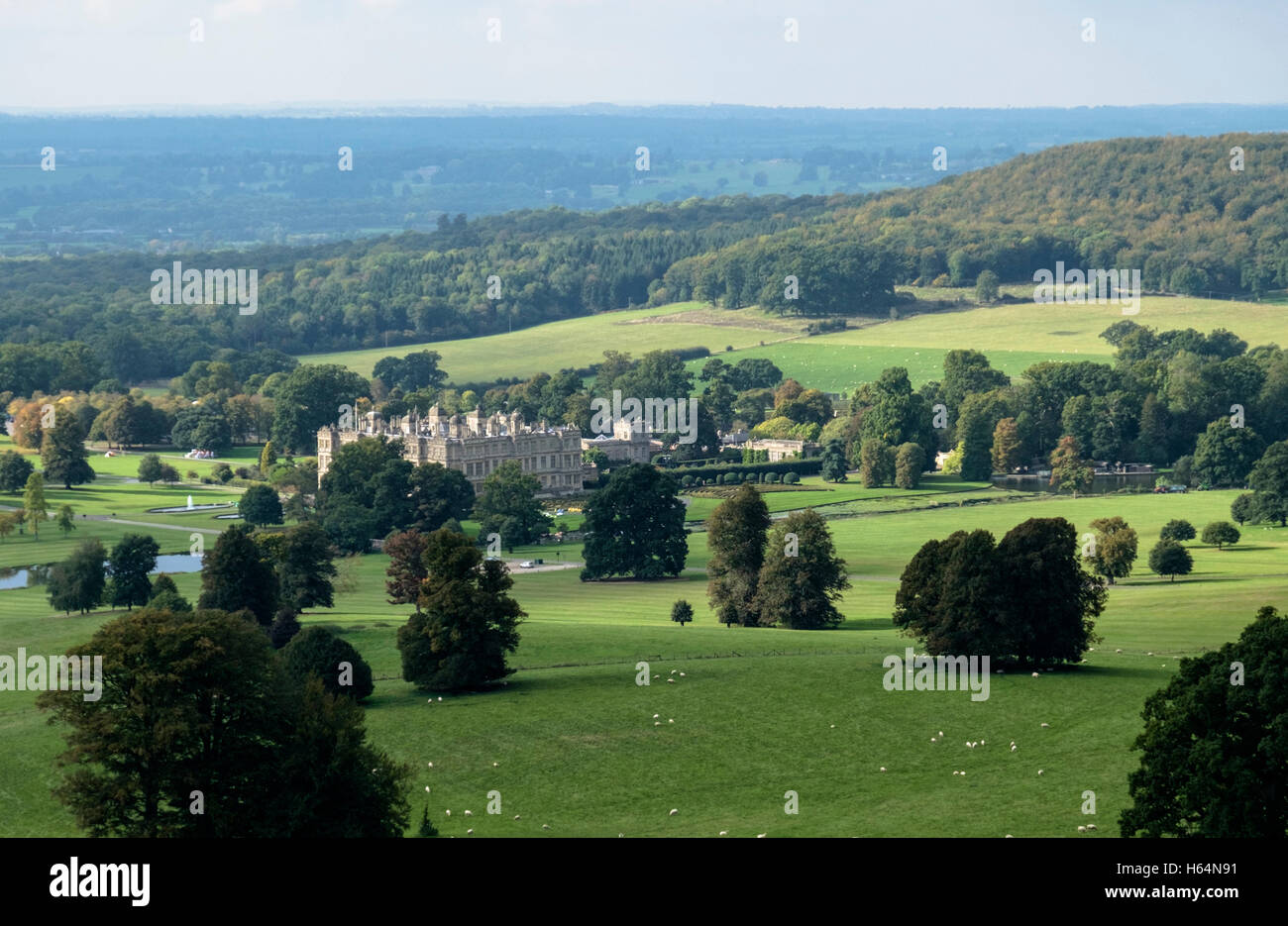 Heavens Gate overlooking Longleat Estate Wiltshire England UK Paul Norris Sculpture Stock Photo