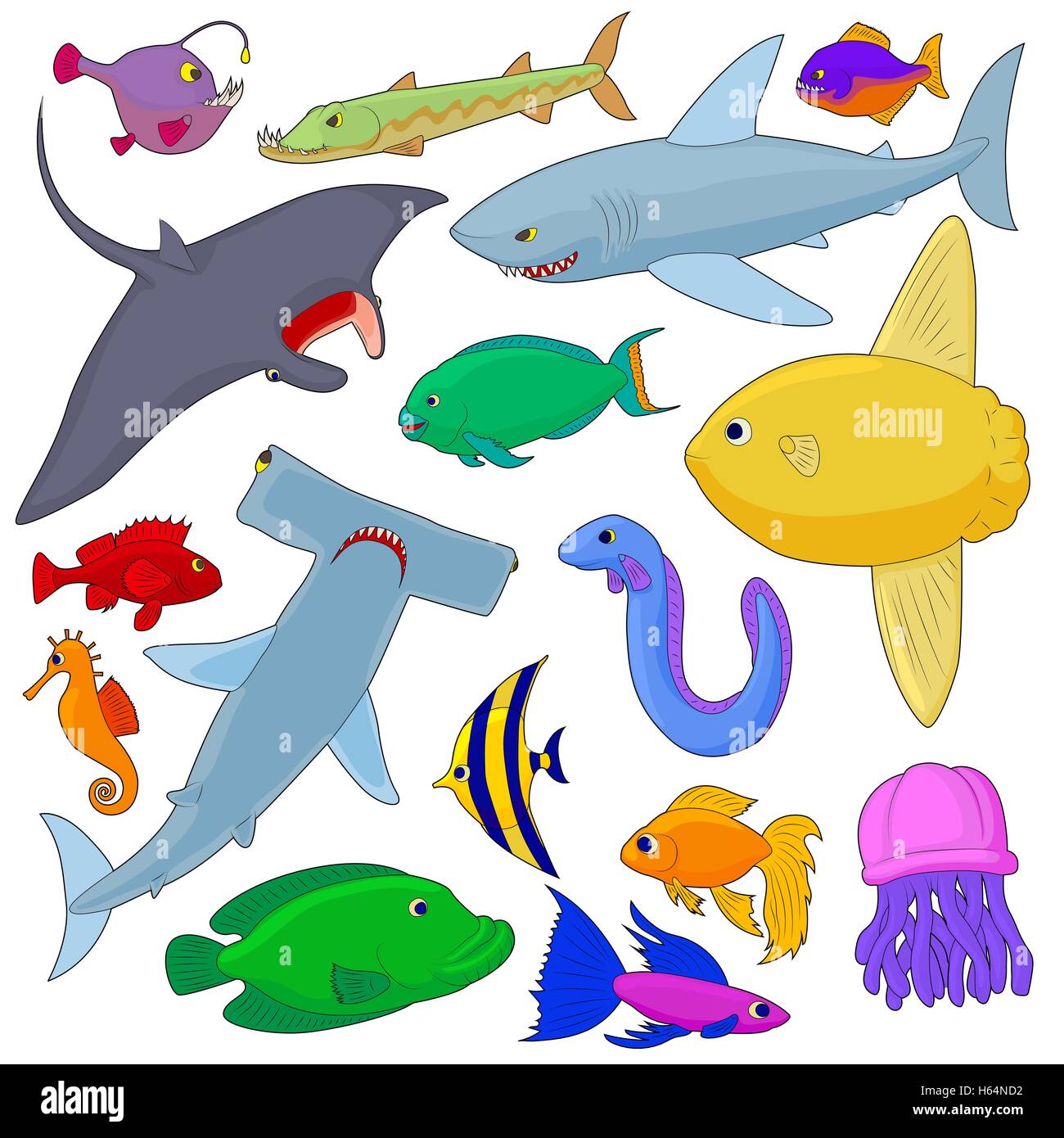 Fish Icons set, cartoon style Stock Vector Image & Art - Alamy