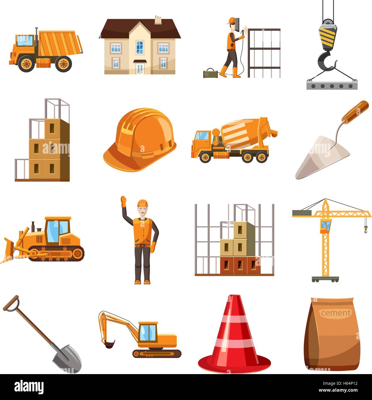 Building icons set, cartoon style Stock Vector Image & Art - Alamy
