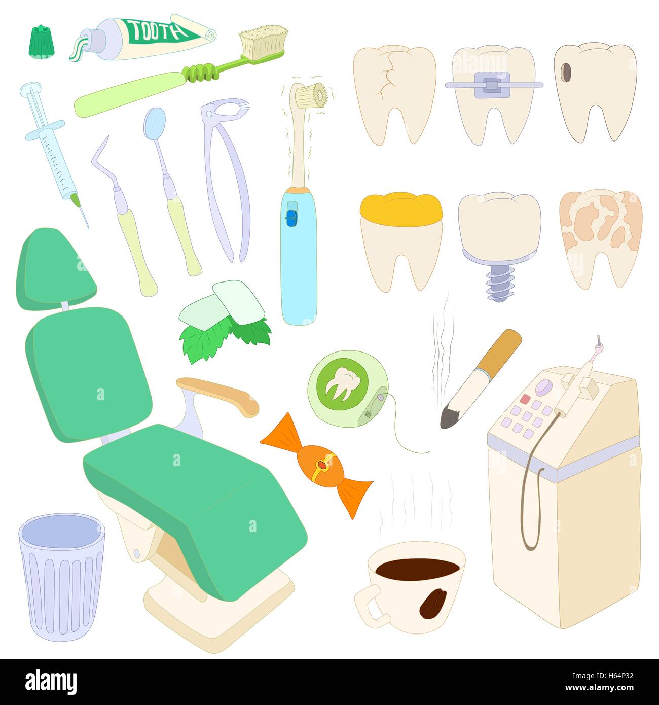 Dental icons set, cartoon style Stock Vector Image & Art - Alamy