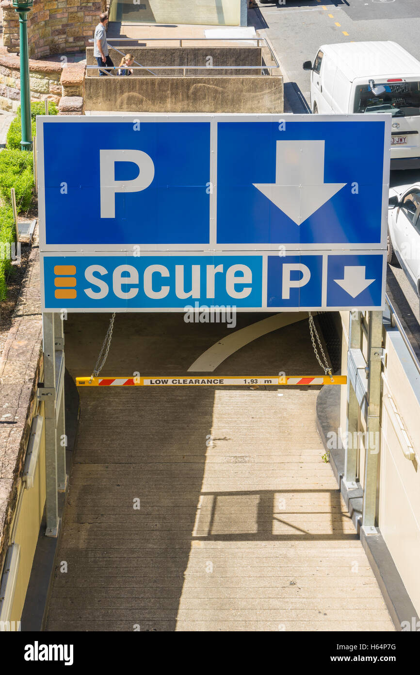 Entrance of Secure Parking in Brisbane Stock Photo