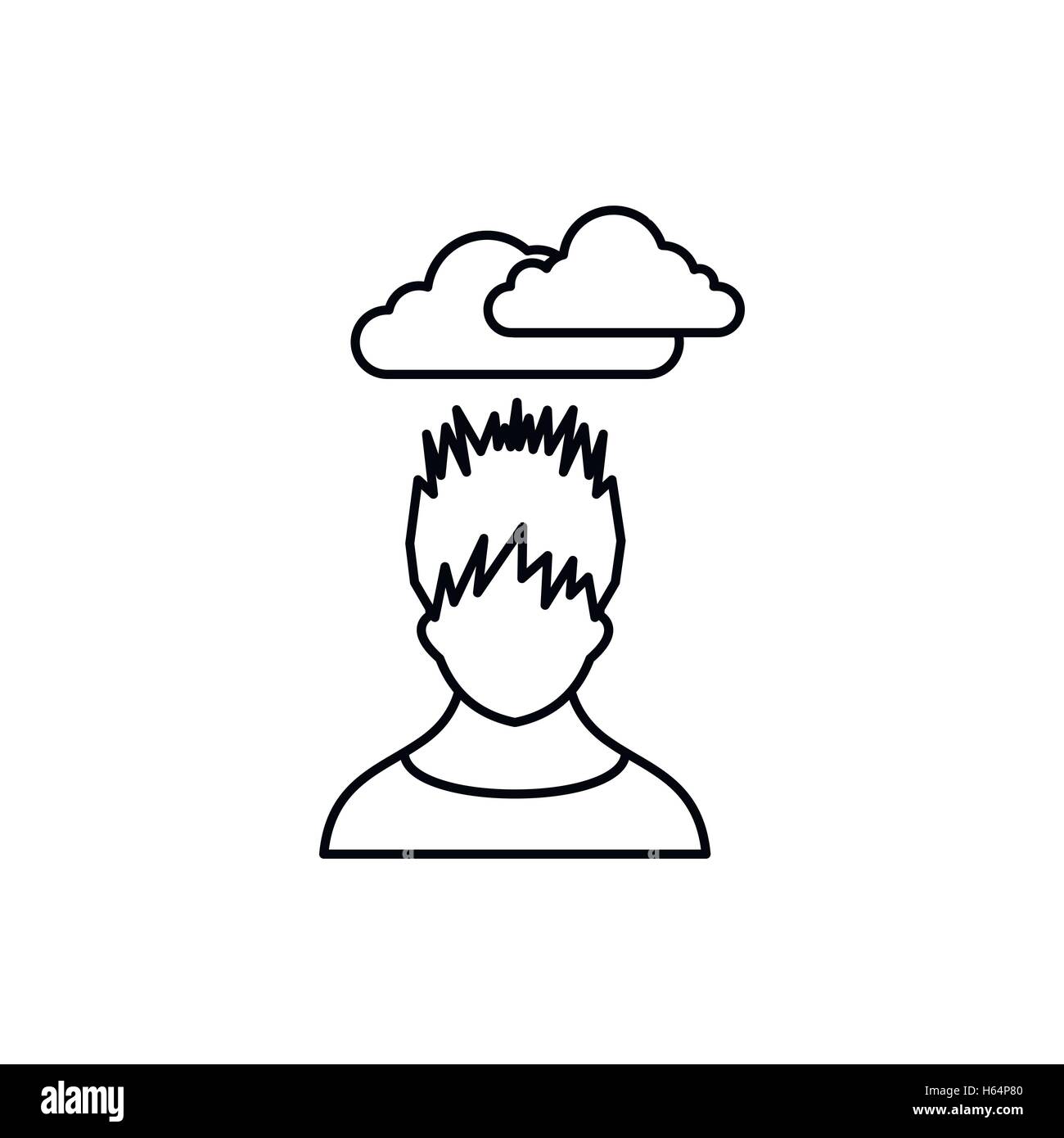 Depressed man with dark cloud over his head icon Stock Vector Image ...