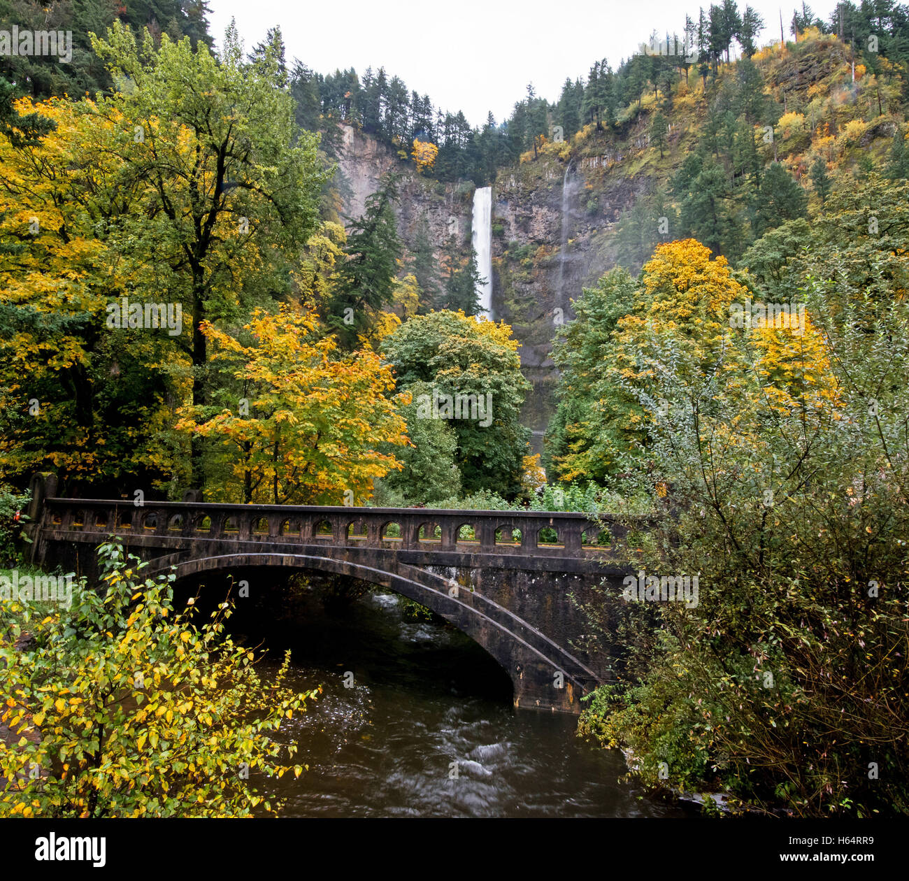 Multnomah Falls along the Historic Columbia River Highway Stock