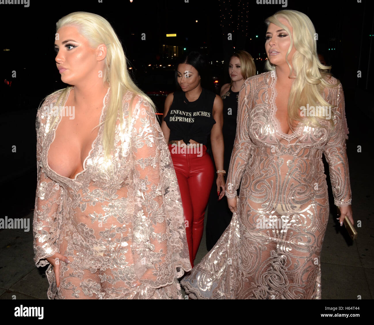 Kristina Shannon, Blac Chyna and Karissa Shannon arrives at the GLAM Beverly Hills Salon Grand Opening celebration and Ribbon Cutting ceremony in Bevrly Hills California on November 19, 2015. Stock Photo
