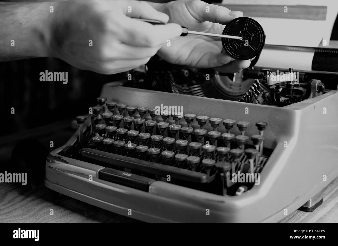 black and white retro typewriter letter Stock Photo Alamy