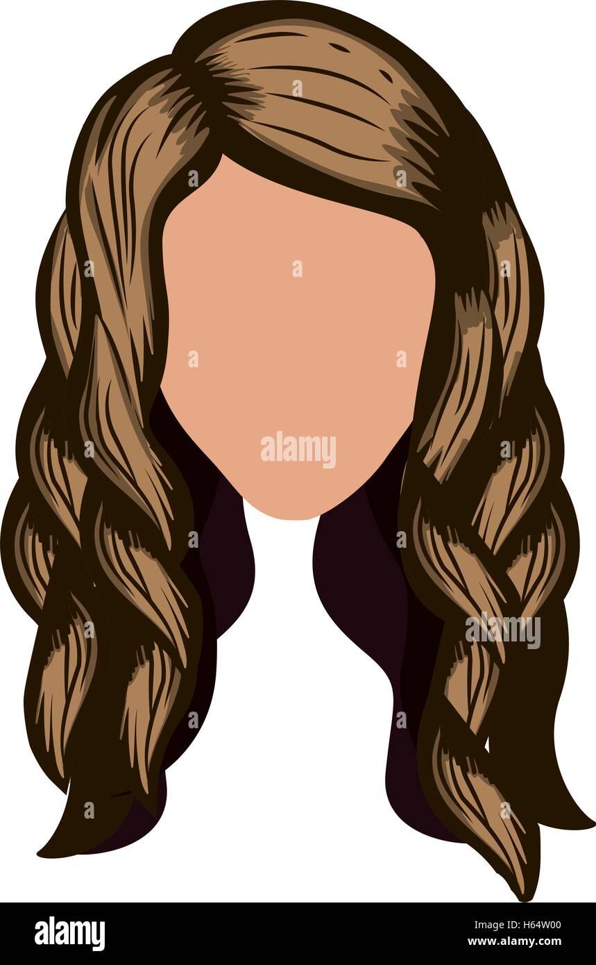 silhouette front face with wavy light brown hair Stock Vector
