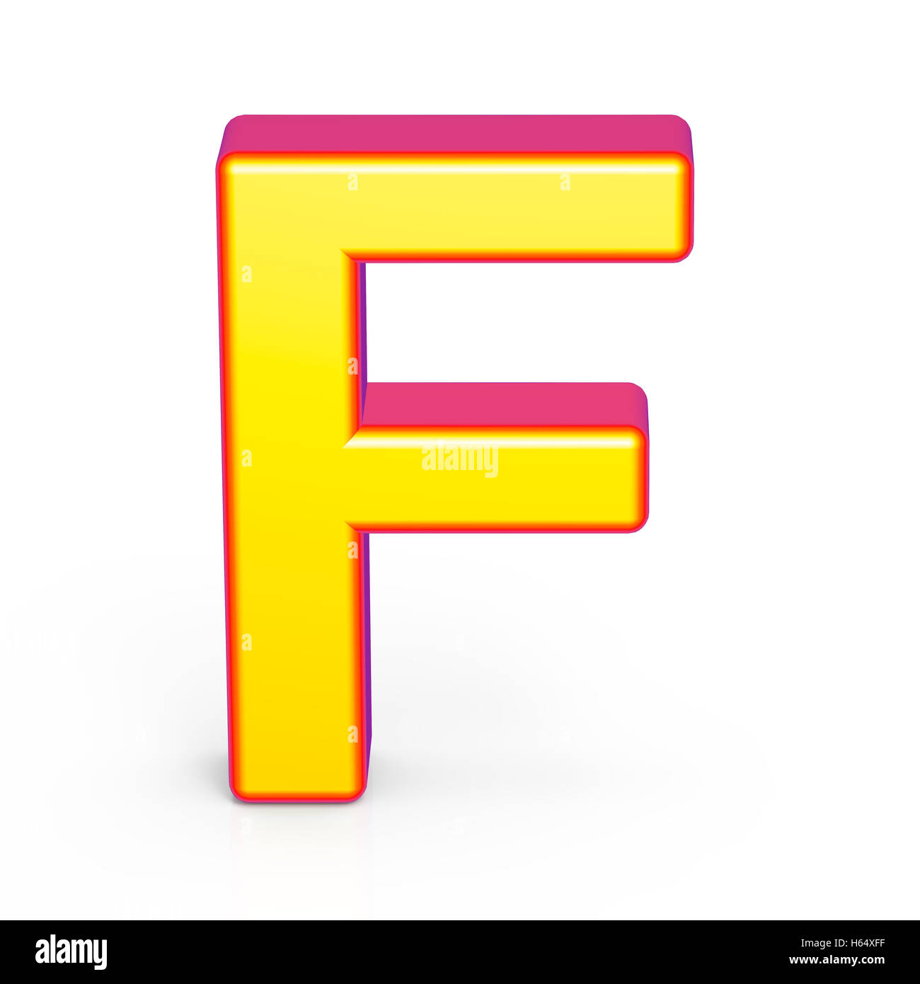 3d rendering golden letter F isolated on white background, 3d illustration Stock Photo
