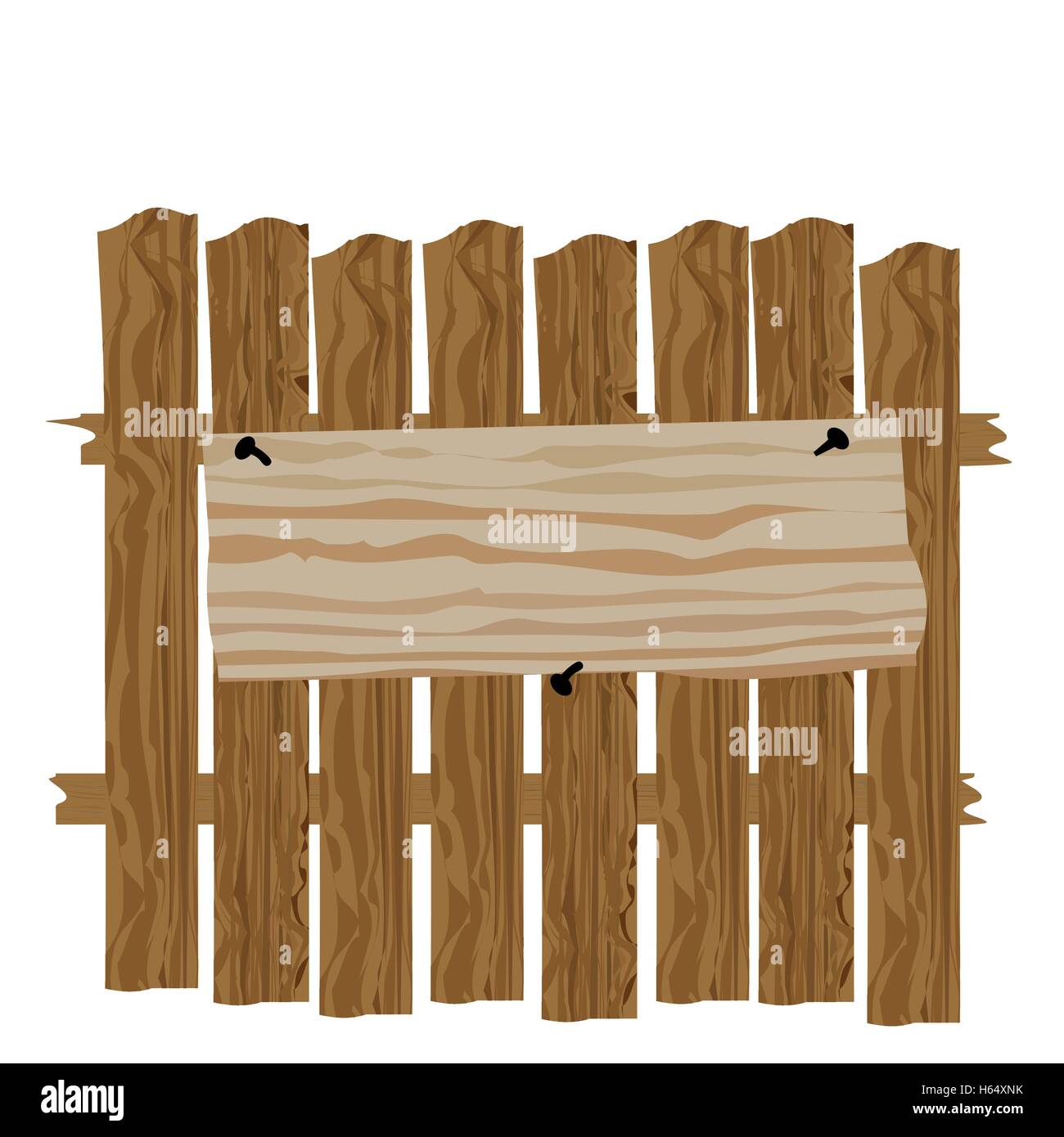 A fence made of wood. Classified ads and commercials illustration Stock Vector