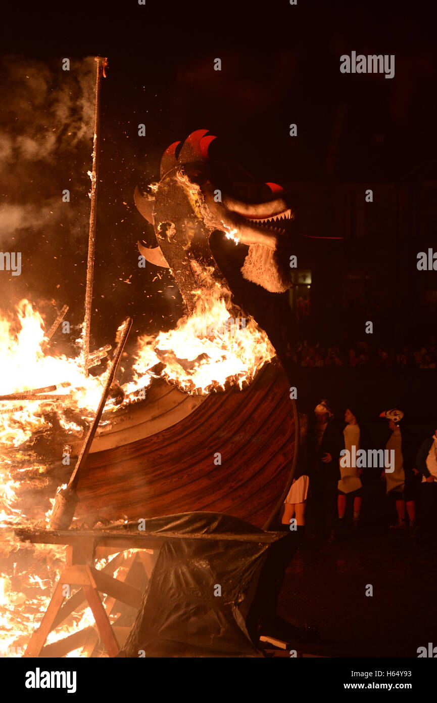 Up Helly Aa fires festival 2016  in Shetland Islands Scotland held every year on the last Tuesday of January in Lerwick Stock Photo