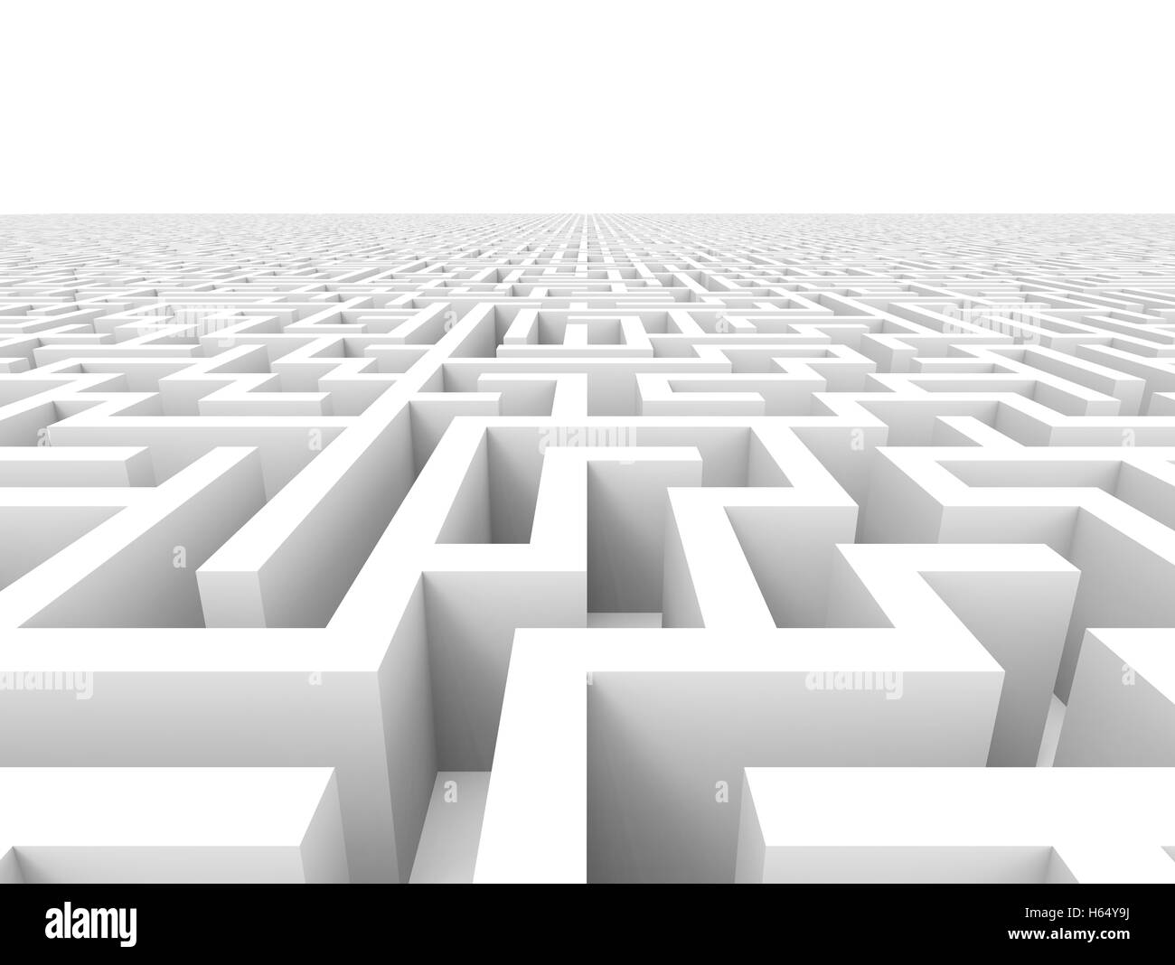 3d rendering maze, huge maze template isolated on white floor Stock Photo