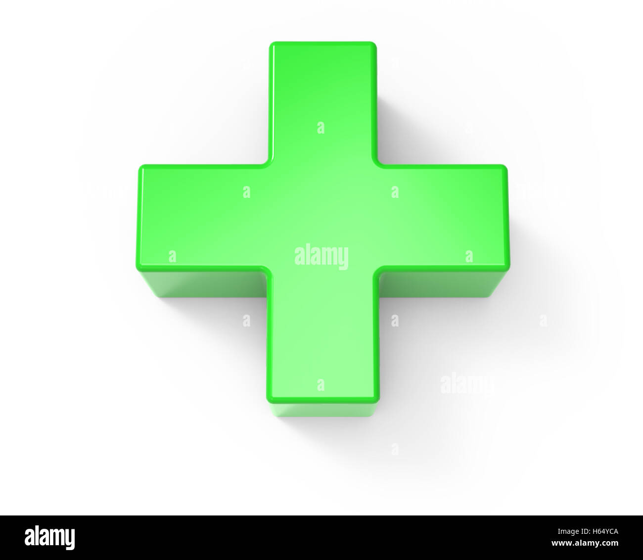 green plus sign isolated on white background, 3d rendering Stock Photo