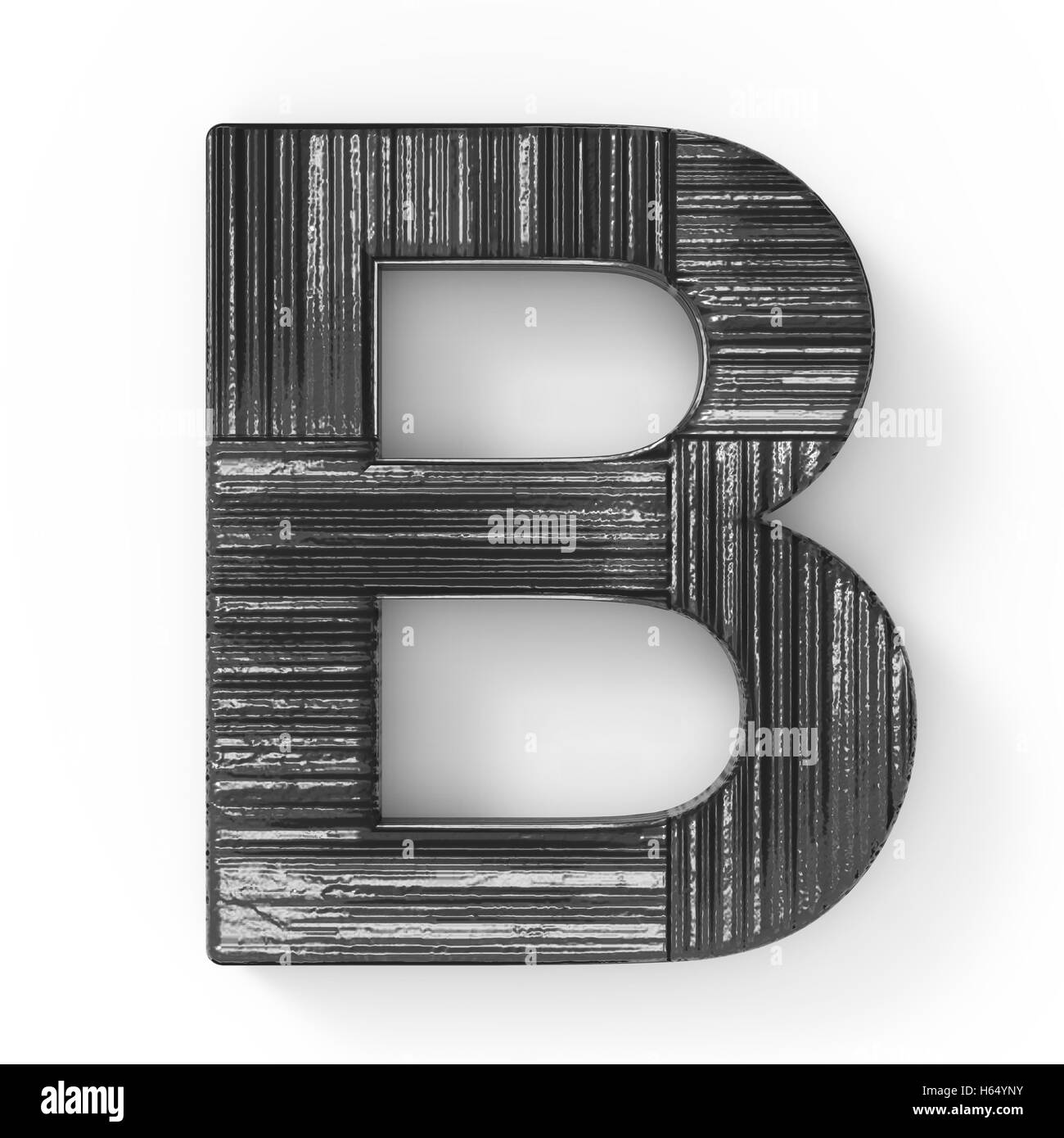 3d rendering black wooden letter B isolated white background Stock Photo