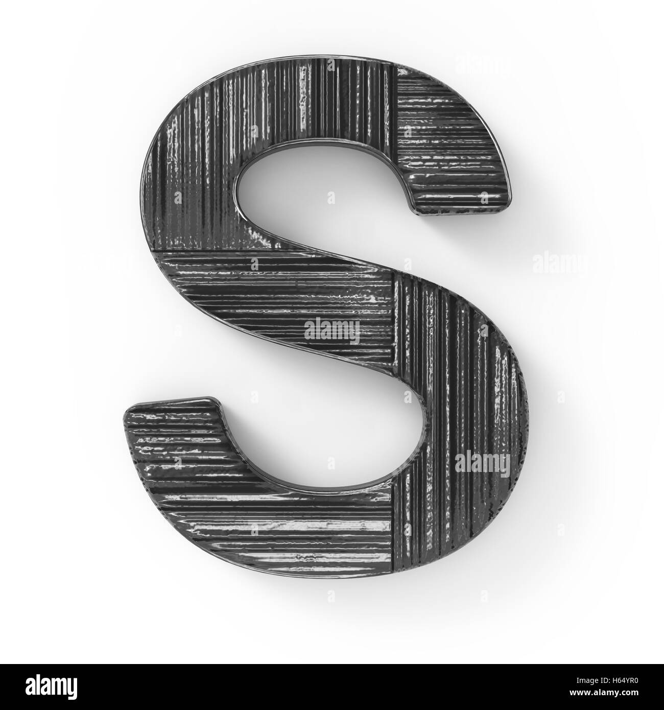 3d rendering black wooden letter S isolated white background Stock Photo