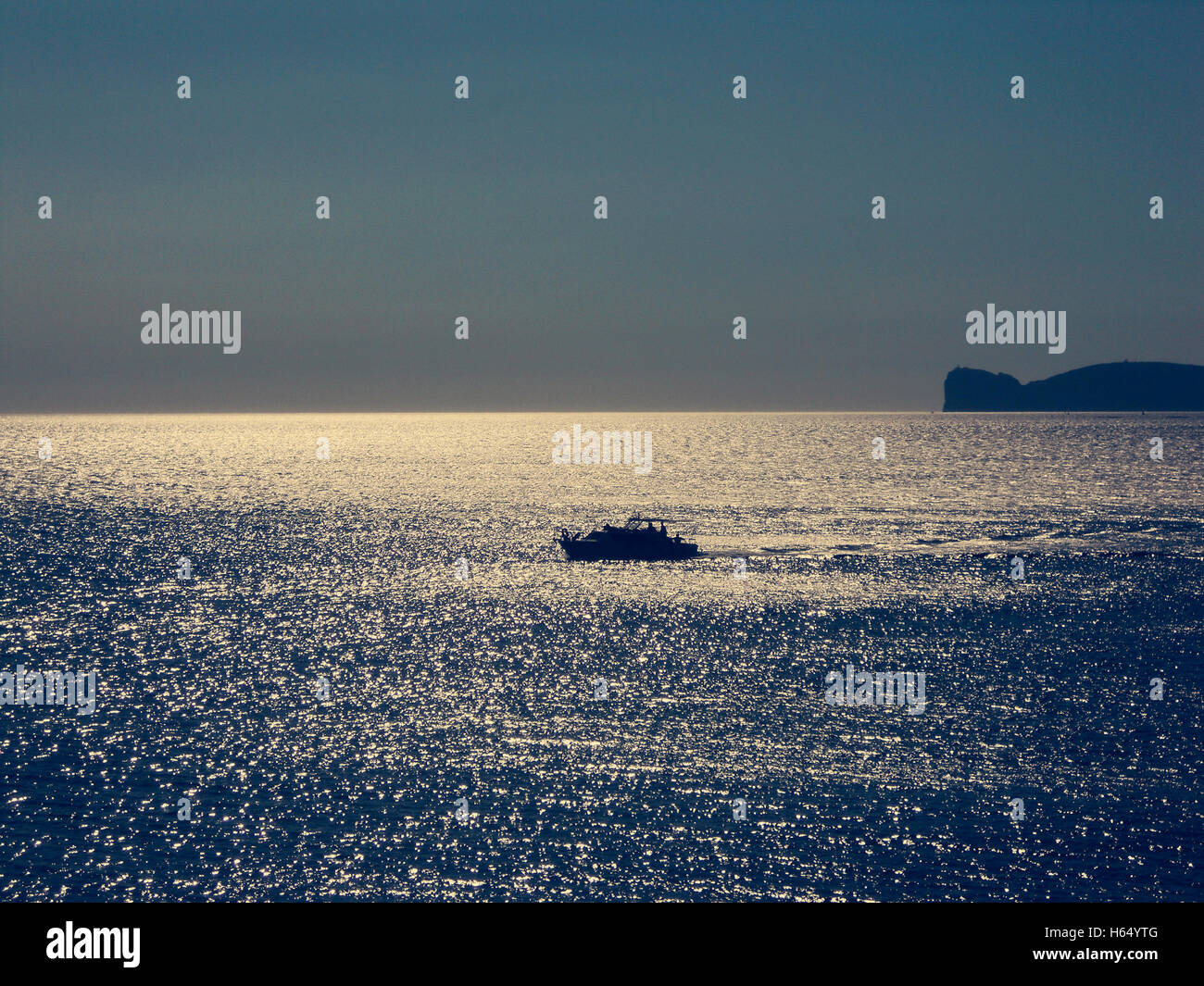 A view of boat in capo caccia.Alghero,Sardinia,Italy Stock Photo