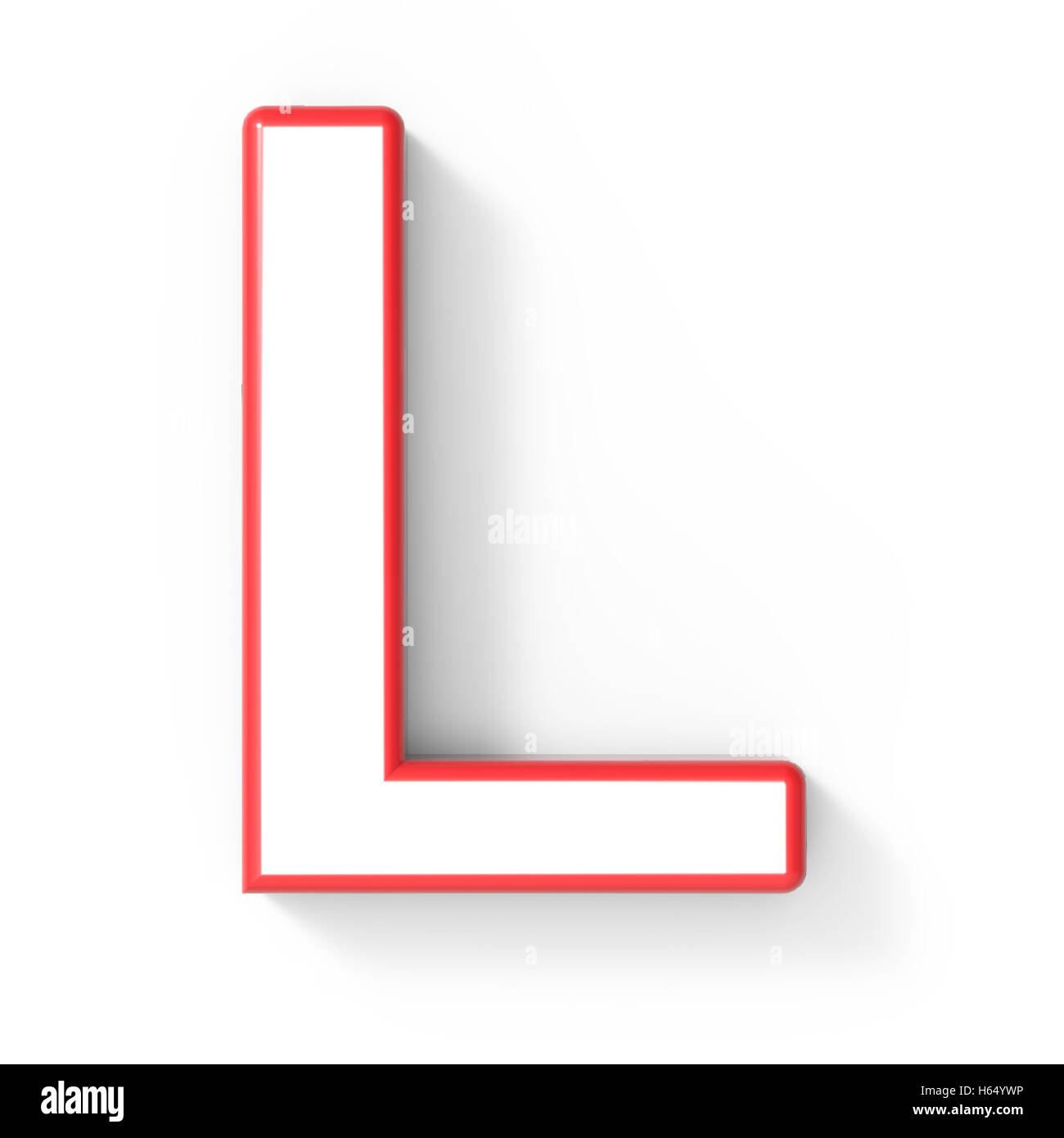 3d rendering white letter L with red frame isolated on white background ...