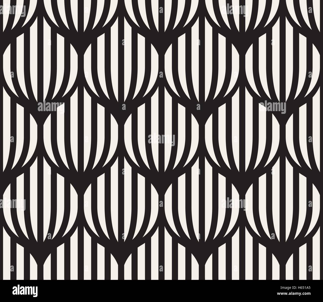 Vector Seamless Black And White Lines Lattice Pattern Stock Vector