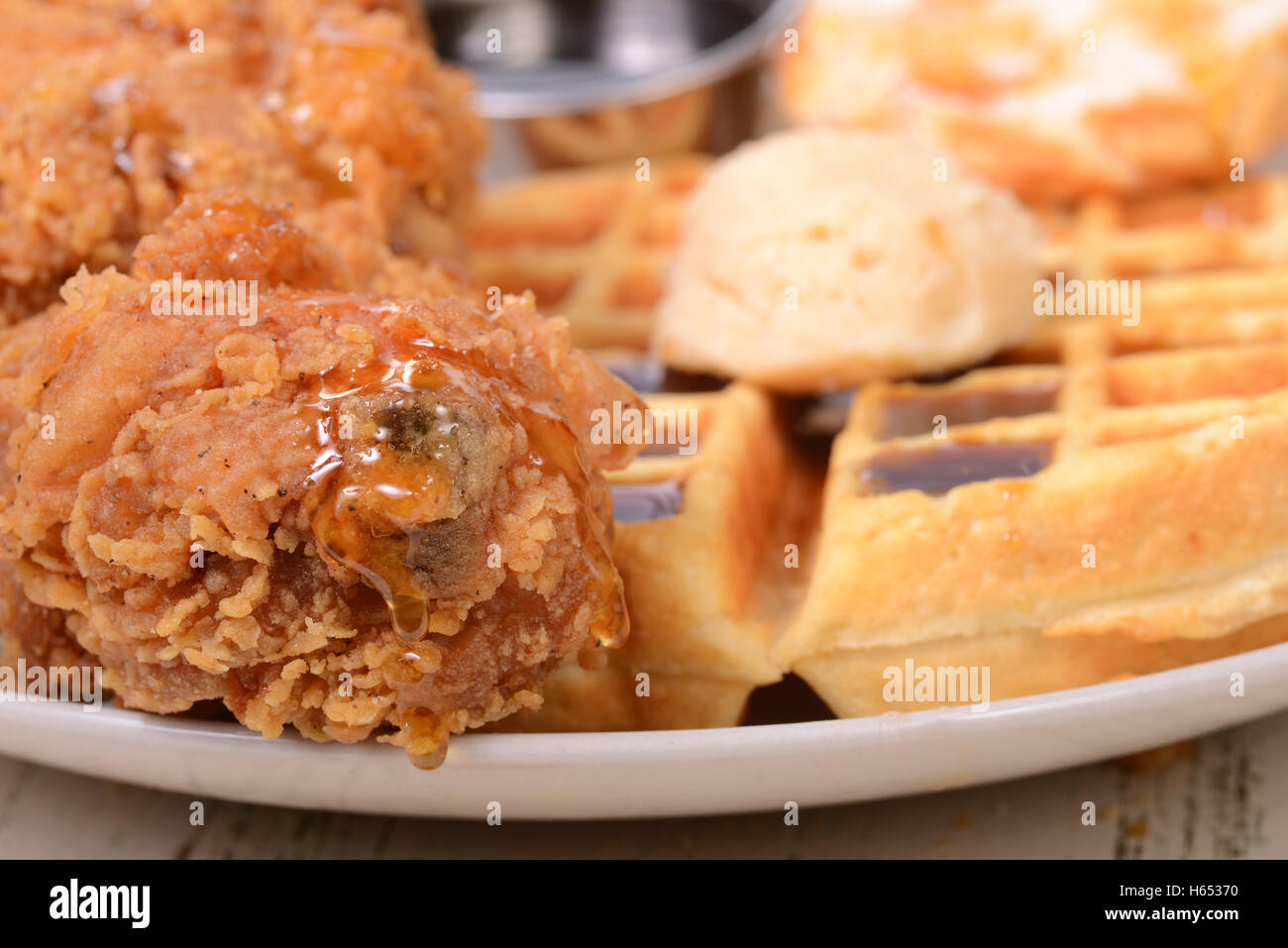 American soul food chicken and waffles hires stock photography and