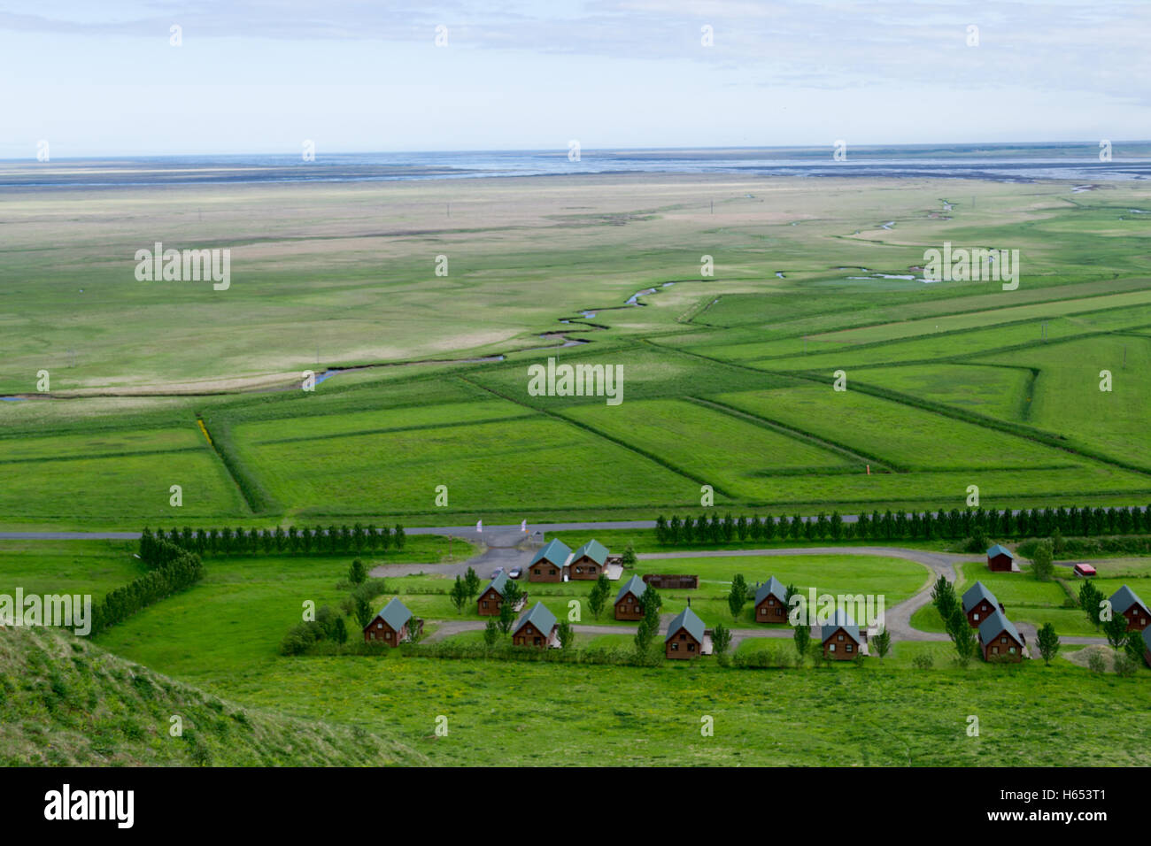 Wooden cabins in Iceland Stock Photo