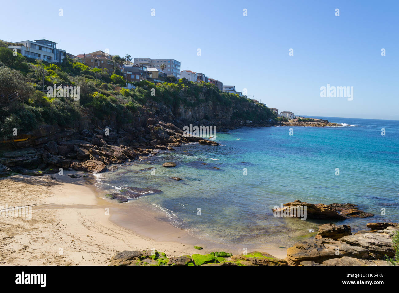 Bondi to Coogee walk is 6 km long located in Sydneys eastern suburbs Stock Photo